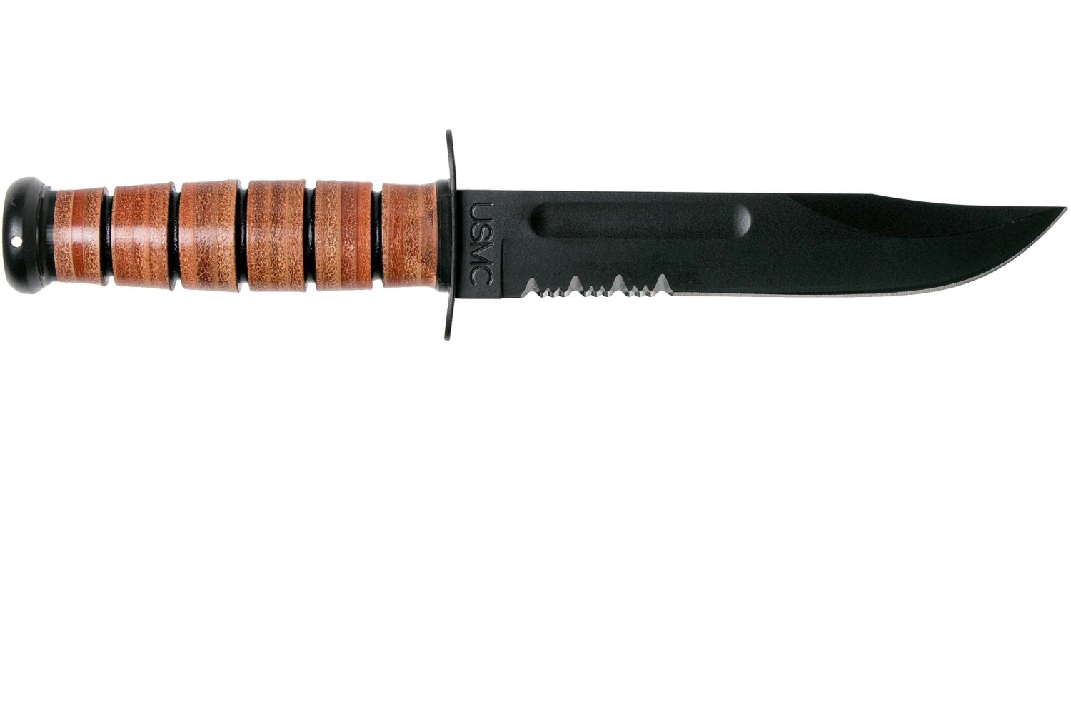 KA-BAR USMC 5018 Partiellement Dentelé, Cuir, étui En Plastique 4 KA-BAR USMC 5018 Partiellement Dentelé, Cuir, étui En Plastique – Image 2