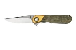 Kizer Comet V3614C1 Brass & Green Micarta, Couteau De Poche
