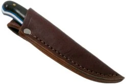 LT Wright Patriot, A2, Polished Black Micarta, Blue Liners, Leather Sheath, Couteau D'outdoor -Magasin de couteaux LT PAT BM BL POL LS 06 lt wright