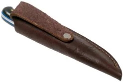 LT Wright Patriot, A2, Polished Black Micarta, Blue Liners, Leather Sheath, Couteau D'outdoor -Magasin de couteaux LT PAT BM BL POL LS 07 lt wright