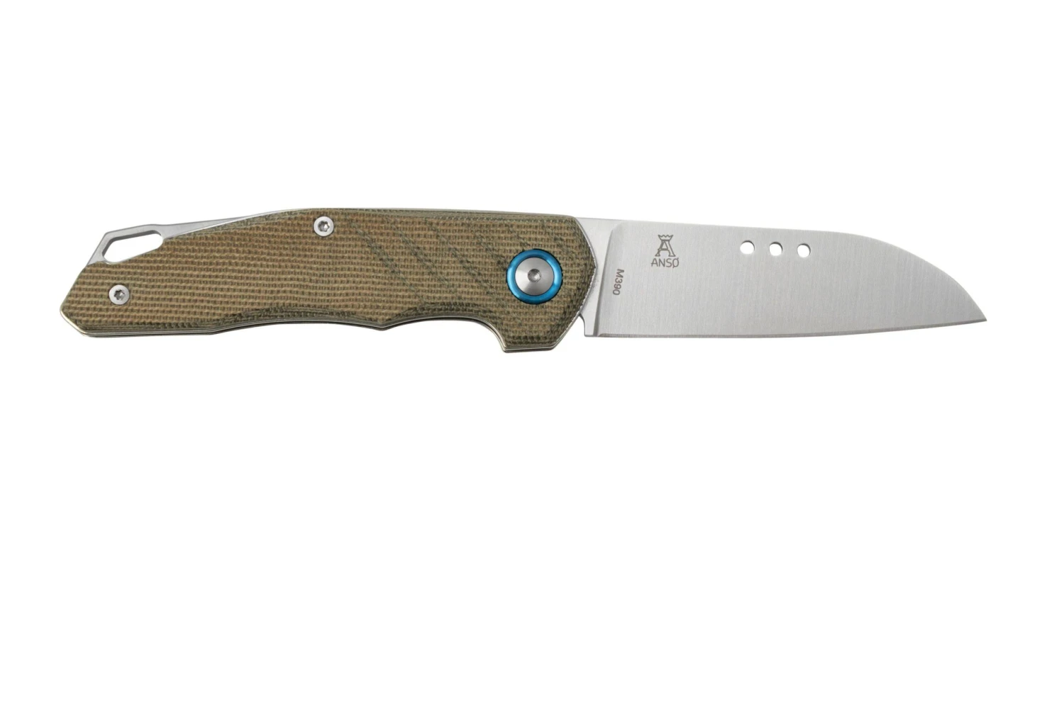 MKM Root RT-GC Satin Green Canvas Micarta, Couteau De Poche, Jens Anso Design 4 MKM Root RT-GC Satin Green Canvas Micarta, Couteau De Poche, Jens Anso Design – Image 2
