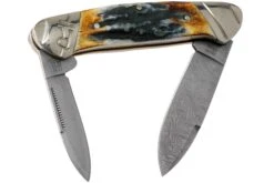 Rough Ryder Canoe Cinnamon Stag RR2156 Damascus Slipjoint Couteau De Poche -Magasin de couteaux RY2156 02 rough ryder