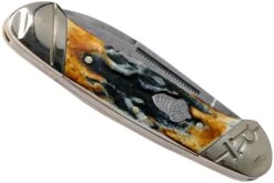 Rough Ryder Canoe Cinnamon Stag RR2156 Damascus Slipjoint Couteau De Poche -Magasin de couteaux RY2156 04 rough ryder