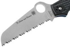 Spyderco Rescue 3 Thin Blue Line C14FSBKBL3 Couteau De Sauvetage Dentelé -Magasin de couteaux SPC14FSBKBL3 03 spyderco