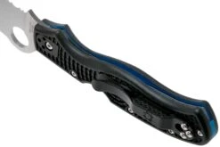 Spyderco Rescue 3 Thin Blue Line C14FSBKBL3 Couteau De Sauvetage Dentelé -Magasin de couteaux SPC14FSBKBL3 05 spyderco