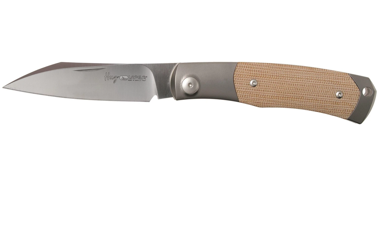 Viper Hug 2 V5994CN Natural Canvas Micarta Couteau De Poche, Sacha Thiel Design 3 Viper Hug 2 V5994CN Natural Canvas Micarta Couteau De Poche, Sacha Thiel Design